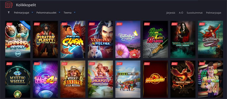 Kolikkopelejä ja kategorioita