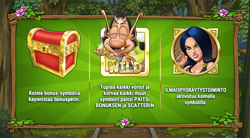 Hugo kolikkopelin Wild ja Bonussymbolit