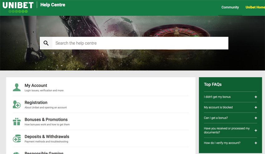 Unibet casino support and Help Centre
